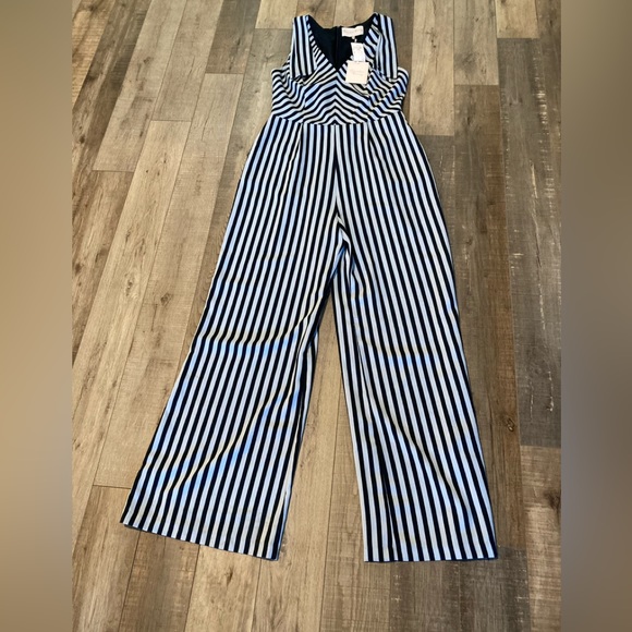 Charles Henry stripe tie shoulder jumpsuit navy size L - Picture 5 of 11